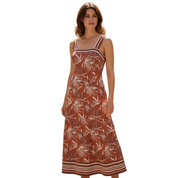 Vince Camuto Dresses & Skirts - Vince Camuto MSRP $69 - Getaway Dress Terracotta Palm Print Smocked Midi Dress S